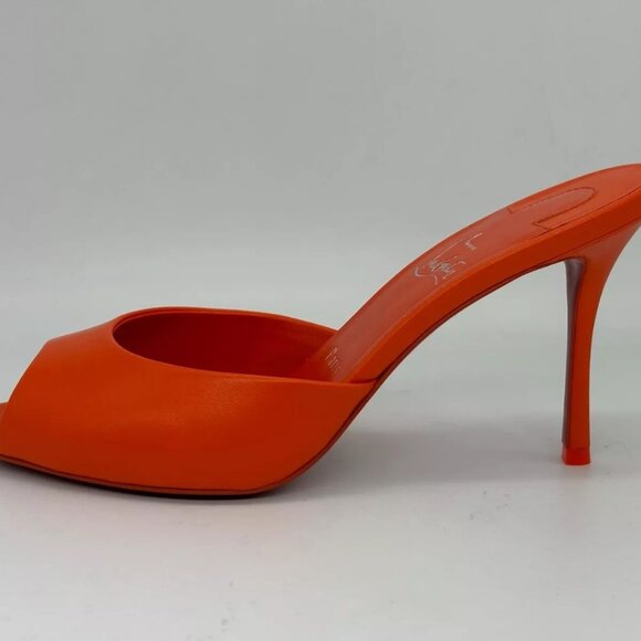 Christian Louboutin ME DOLLY 85 Leather Mule Sandals Heels Shoes Vitamine - Picture 2 of 12